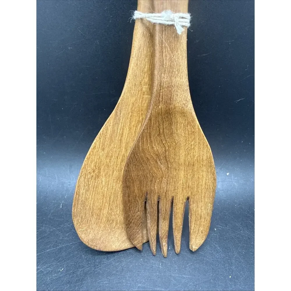 African-handmade-handcarved-animal-gazelle-salad server set-wood-fork and spoon